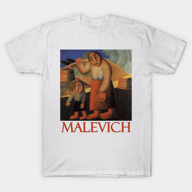 Peasant Woman with Buckets and a Child by Kazimir Malevich T-Shirt by Naves